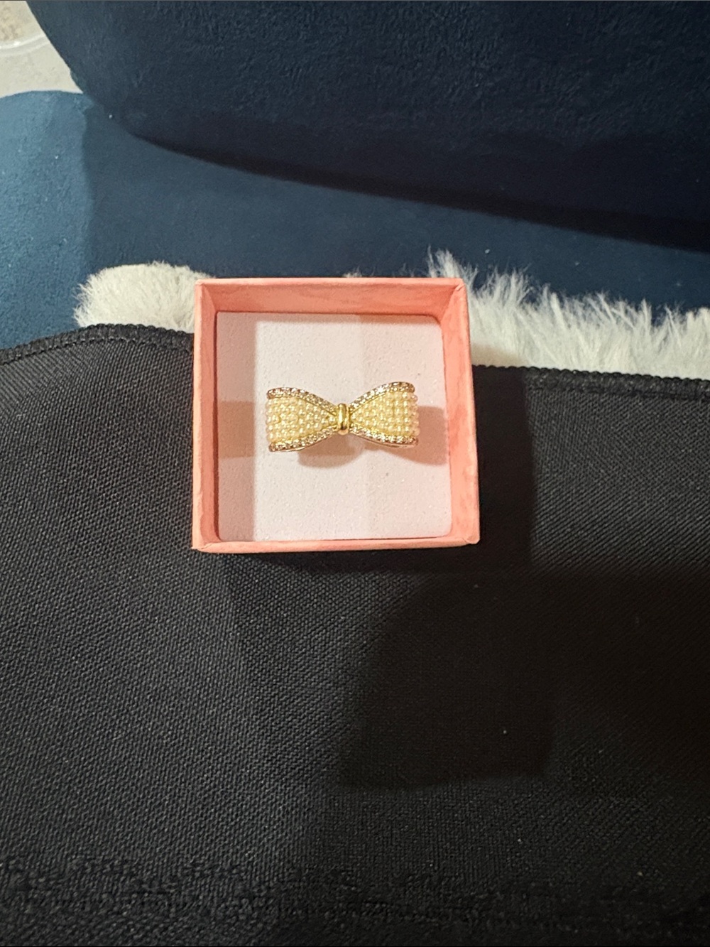 Gold Bow Crystal Ring - Women's Jewelry